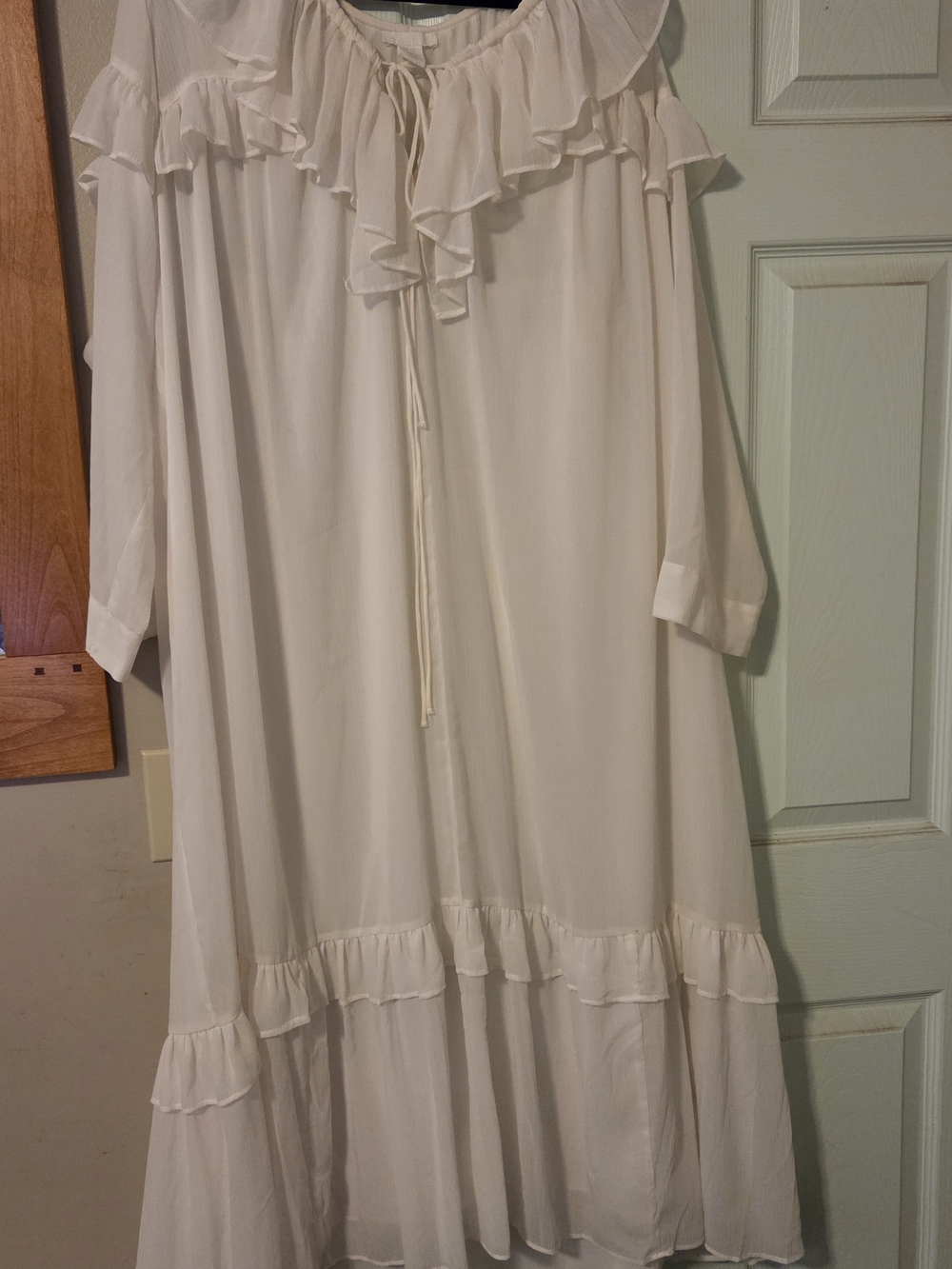 H&M Cream  Tie-Front, Flowy Maxi Dress